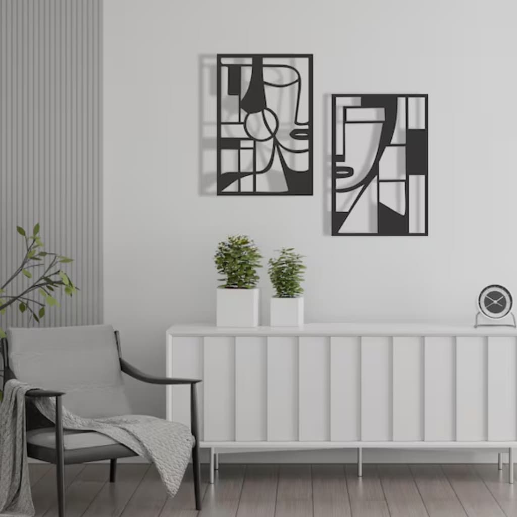 Quadro Decorativo Abstrato Geométrico em MDF – Moderno para Sala ou Escritório