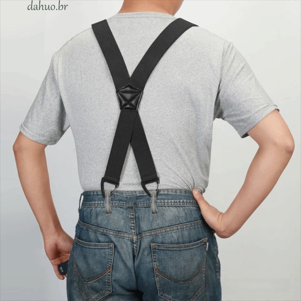 Suspensórios De Trabalho DAHUO , Tipo X De 3.8 Cm De Largura Para Serviços Pesados , Com 4 Fechos De Pinça Elásticos Cal