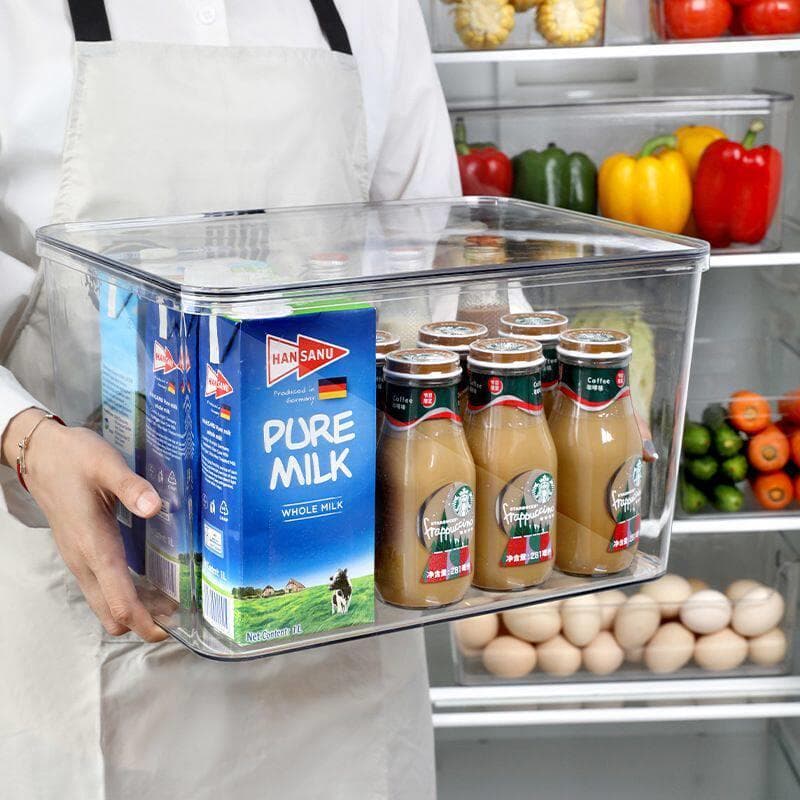 Caixa de armazenamento transparente com tampa geladeira Universal caixa de manutenção fresca frutas vegetais produto com