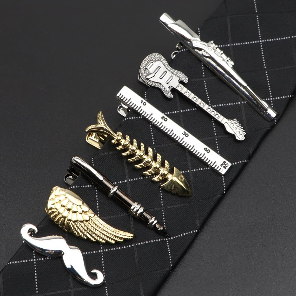 ZONFAZ Novo Clipe de Gravata de Metal Masculino, Design Luxuoso para Casamento e Festa, Acessório de Pescoço INXT