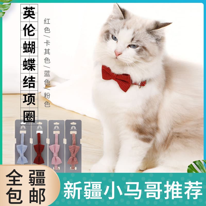Xinjiang frete grátis Pipi Tao coleira de gato coleira de gato pequeno cachorro estilo britânico arco coleira para anima