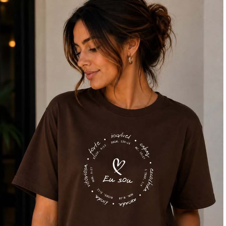 Camiseta Cristã Eu Sou 100% Algodão Premium Gospel Auto Estima Incrivel Forte Vitoriosa
