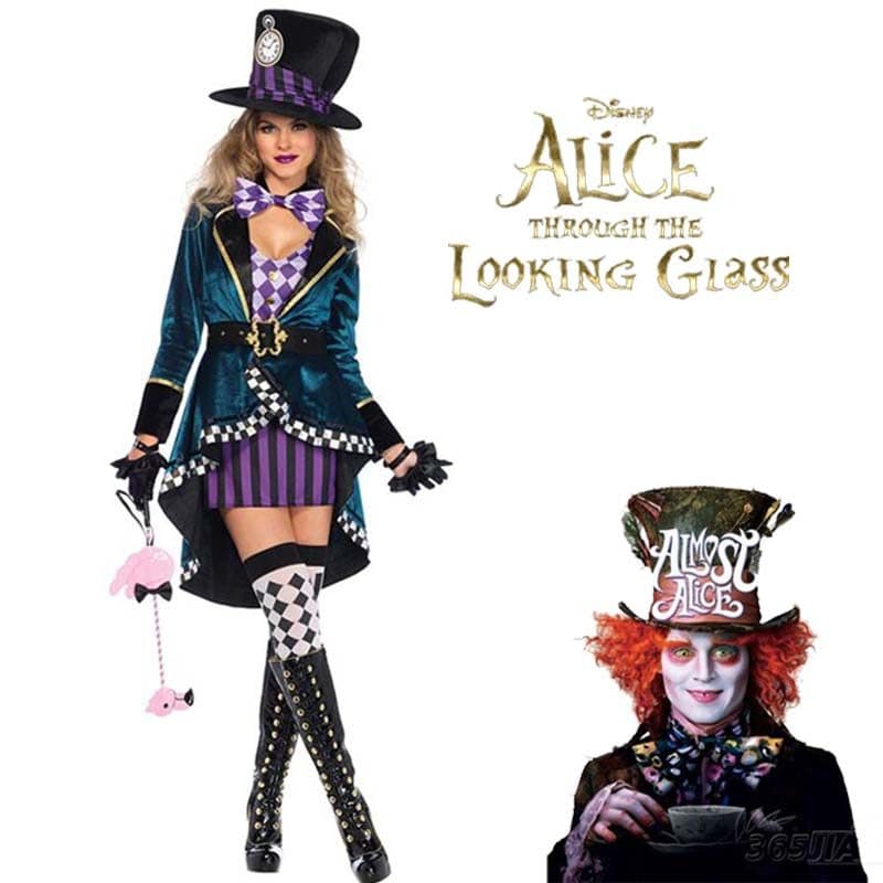 Alice no país das maravilhas fantasia de chapéu louco Halloween Crazyman Queen Costume Bar dj Stage Costume