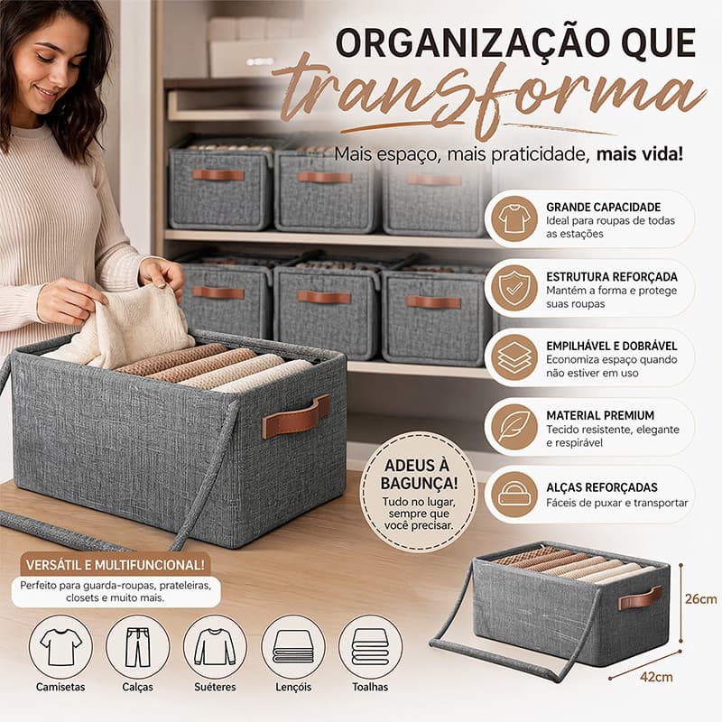 Caixa de armazenamento resistente com tampa transparente – reforçada com tecido Oxford multiuso, durável e ecológica