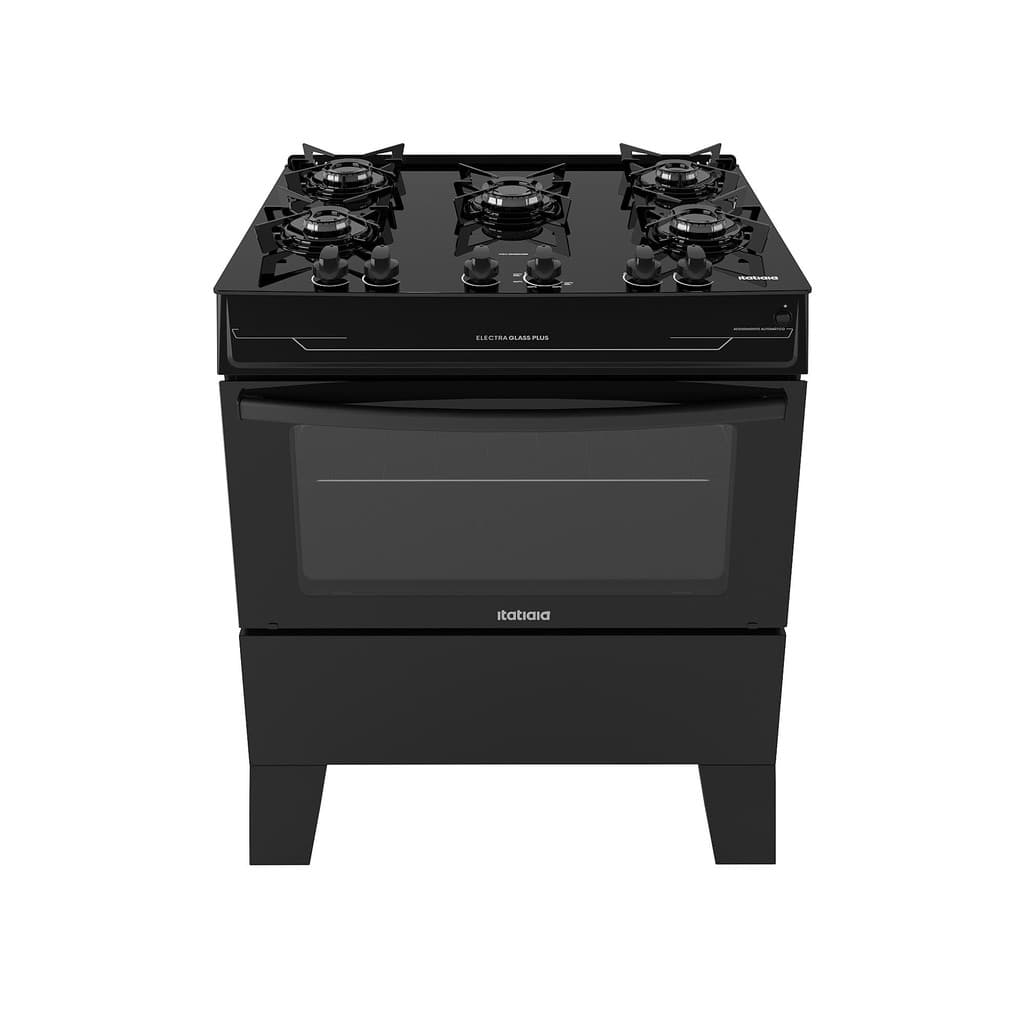 Fogão Electra Glass Pluss 5 Bocas Preto Itatiaia Bivolt