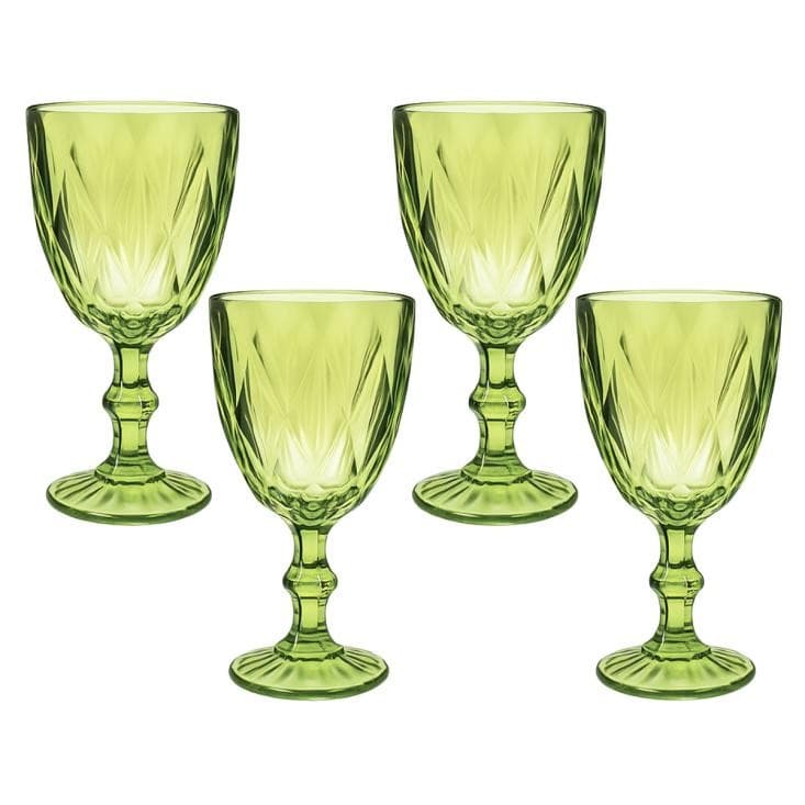 Jogo de 6 Taças de Vidro Luxo Stella 300 ml cada Verde Agua Sucos Refrigerante Drinks com apoio dedo
