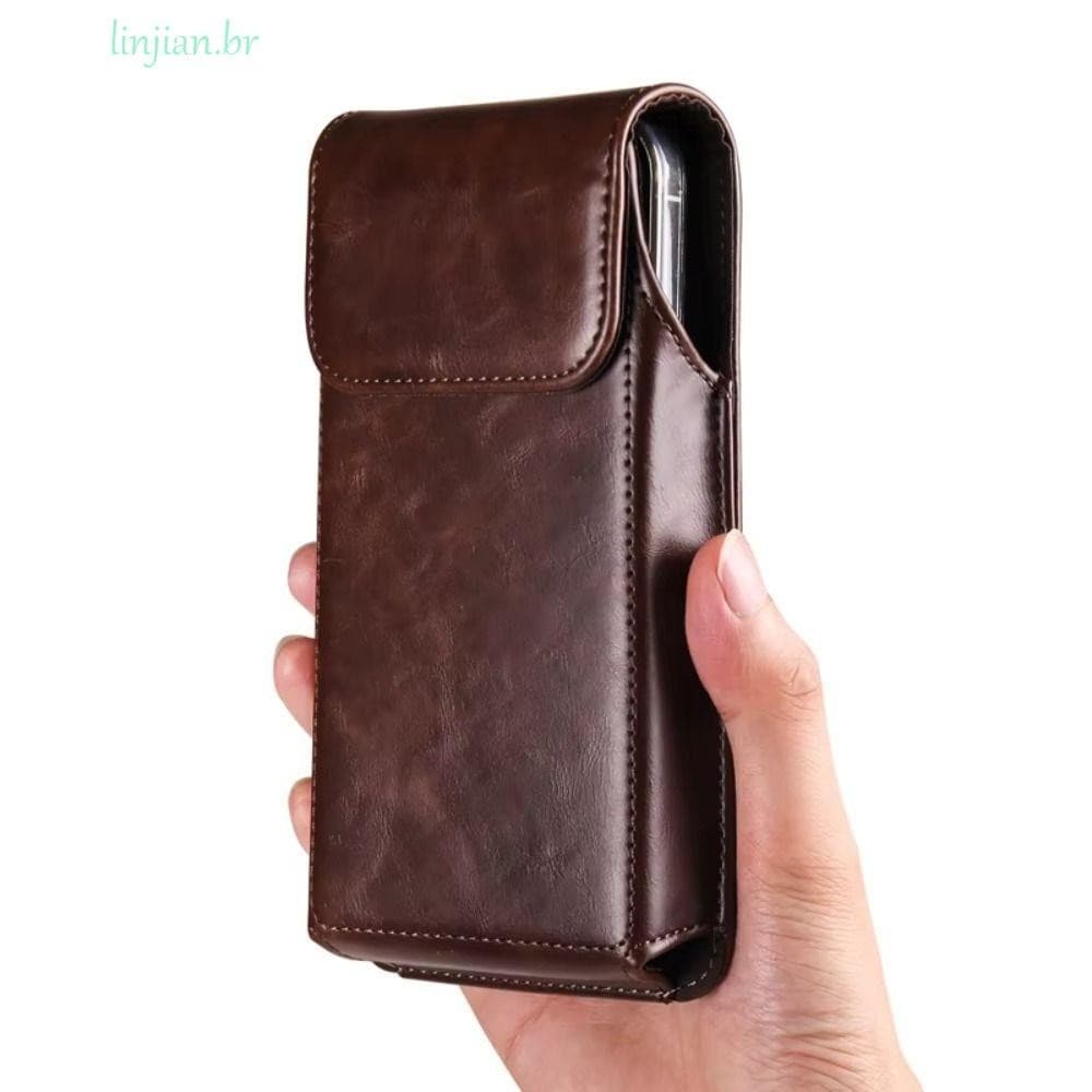 LINJIAN Capa De Telefone Com Clipe De Cinto De Couro , Cintura , Bolsa De Cor Sólida , Multicamadas