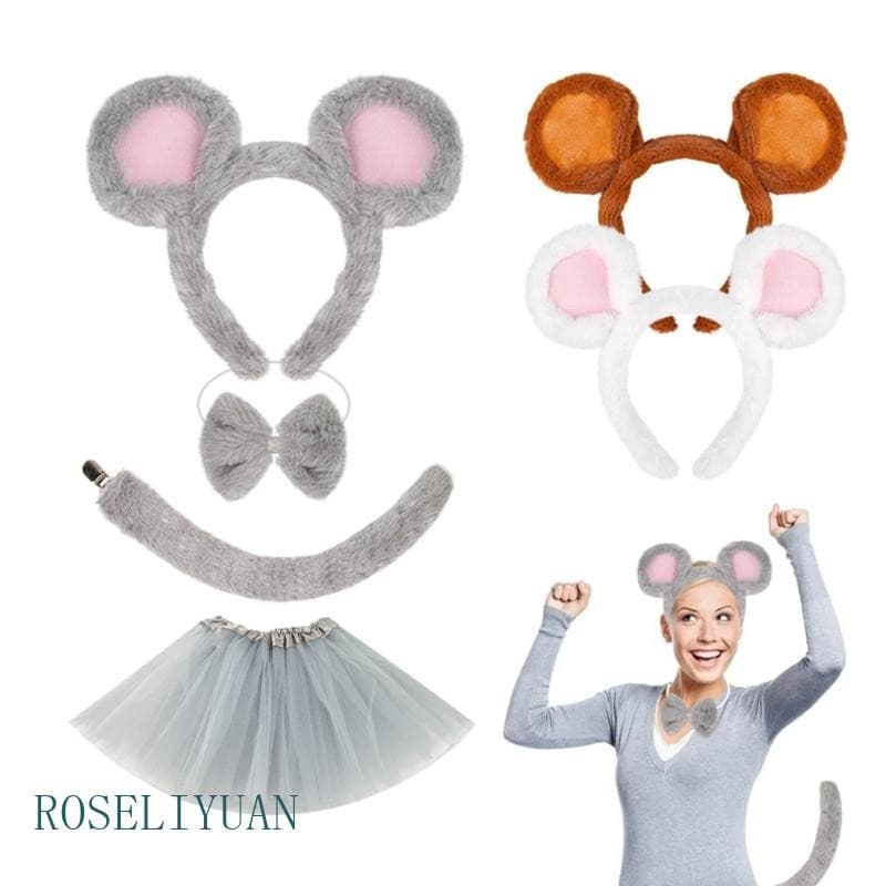 ROS 1 3 4 Pcs Orelhas Rato Tiara Cauda Tutu Saia Traje Conjunto Para Halloween Cosplay Trajes A