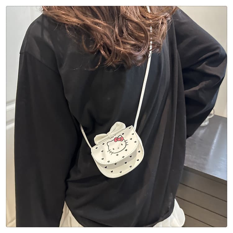 Bolsa de Ombro em Forma de Gato Fofo, Bolsa Transversal com Laço, Bolsa Quadrada Pequena para Mulheres