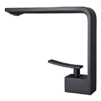 Torneira Monocomando Longa Preta Lavabo Preto Fosco