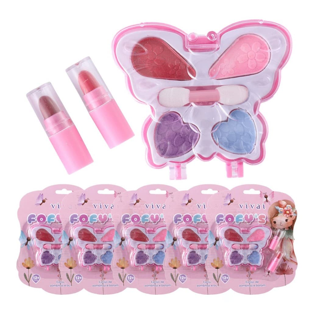 Kit c/ 6 Estojo de Sombras e Batom Infantil Borboleta Fofy´s Vivai Atacado