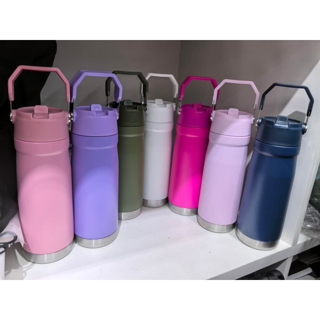Garrafa Térmica Squeeze 650ml Canudo + Alça - Água Gelada, Antivazamento, BPA Free - Academia/Trabalho/Viagem