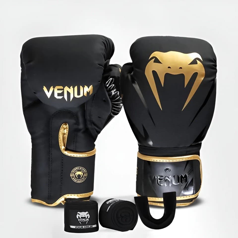 Par De Luvas boxe e muay thai Venum Impact Evo 14OZ  Bandagem+Protetor Bucal