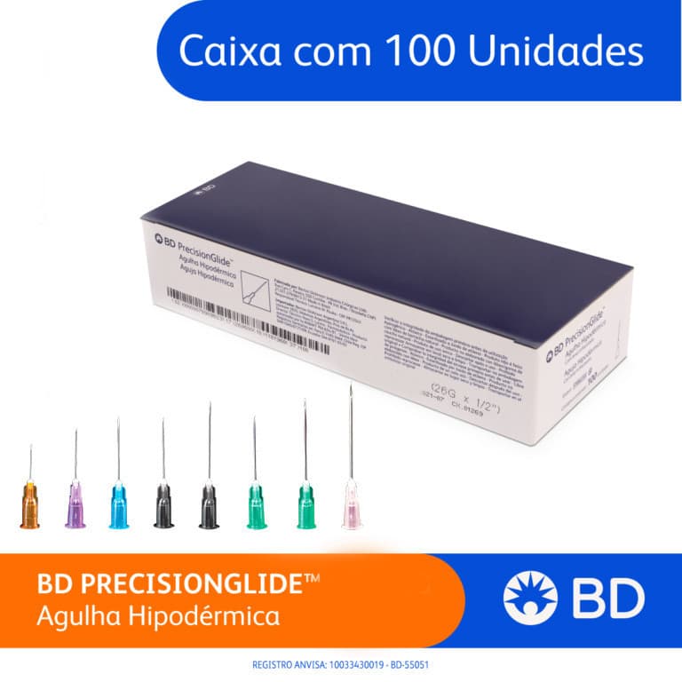 Agulha BD descartável hipodermica com 100 - todos os tamanhos Qualidade BD
