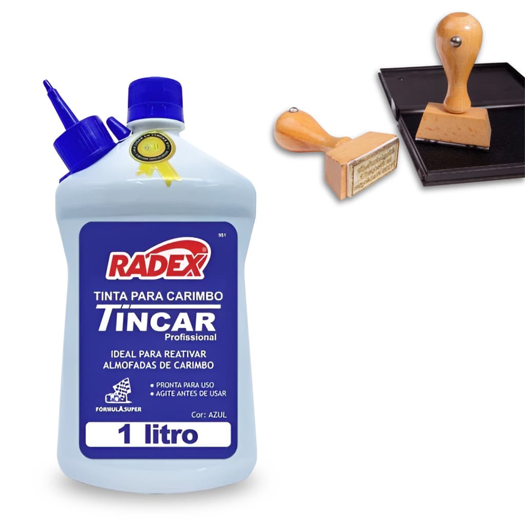 Tinta Para Carimbo 1 Litro Azul Radex Alto Rendimento Refil Para Almofada De Carimbo