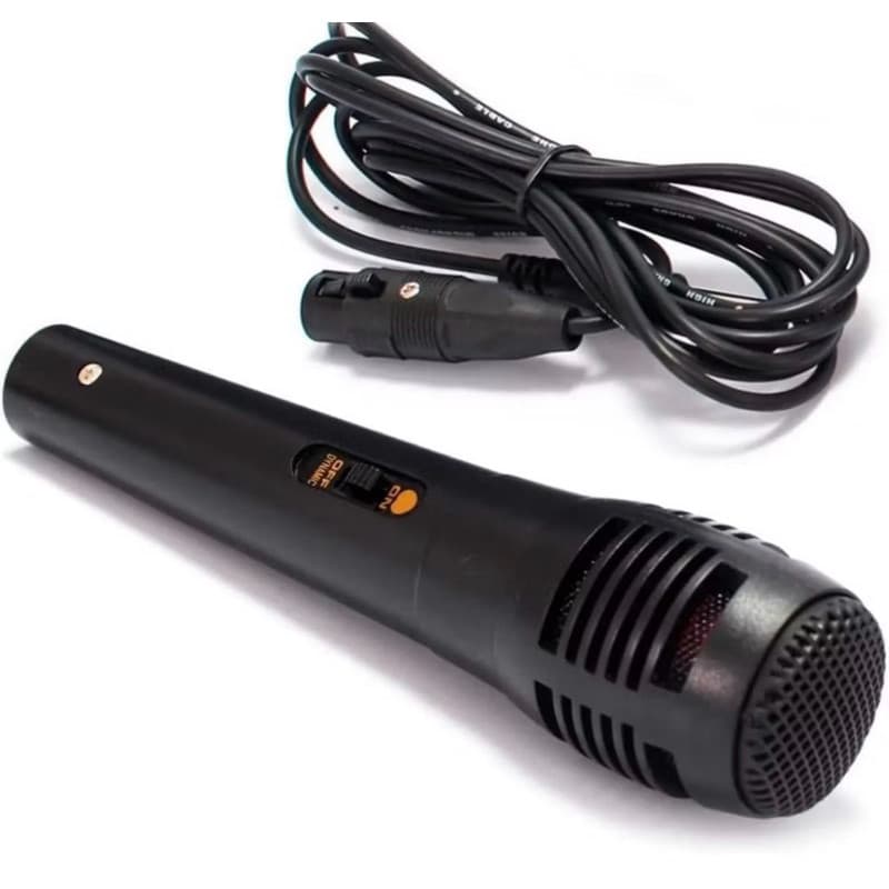 Microfone Com Fio Dinâmico Karaokê P10 XLR Cabo 2m