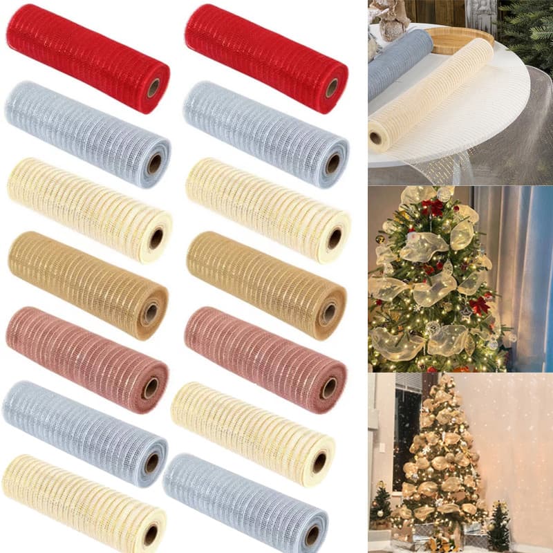 2M Guirlanda De Flores De Natal Tule Malha Rolo DIY Árvore Fita Decoração