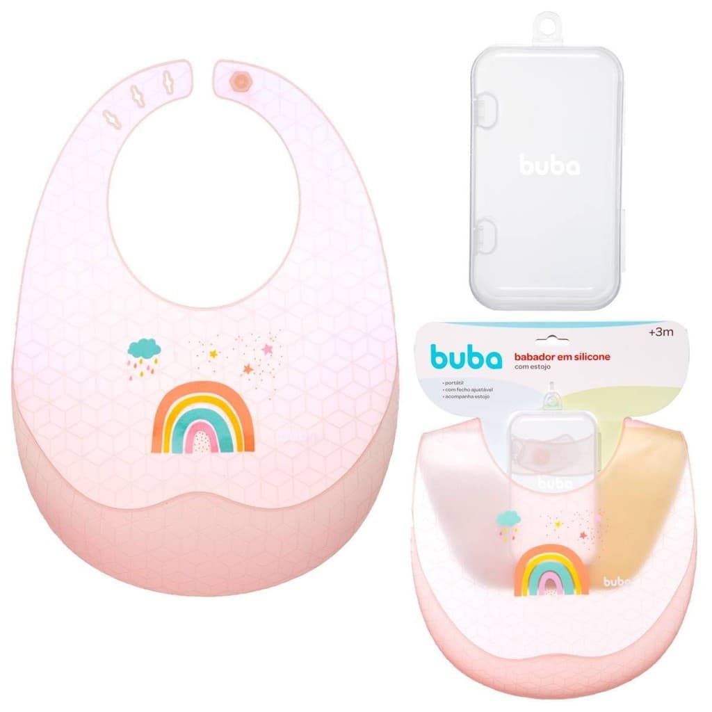 Babador Infantil Buba Unicornio Silicone com Estojo para viagem
