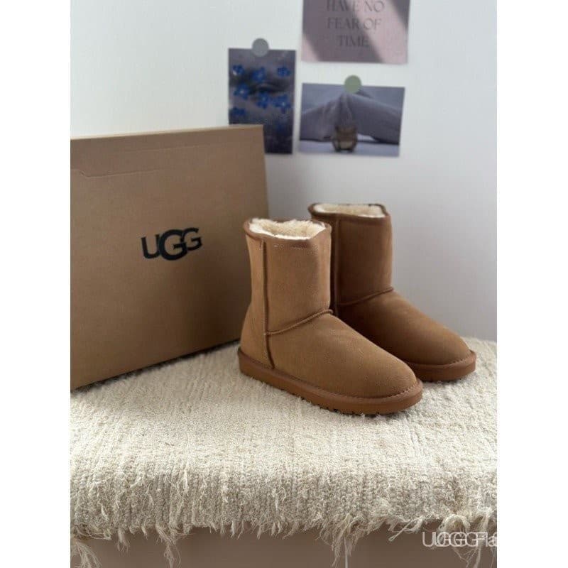 Botas de neve femininas UG-G forro de lã de tubo médio espessamento elegante All-Ma