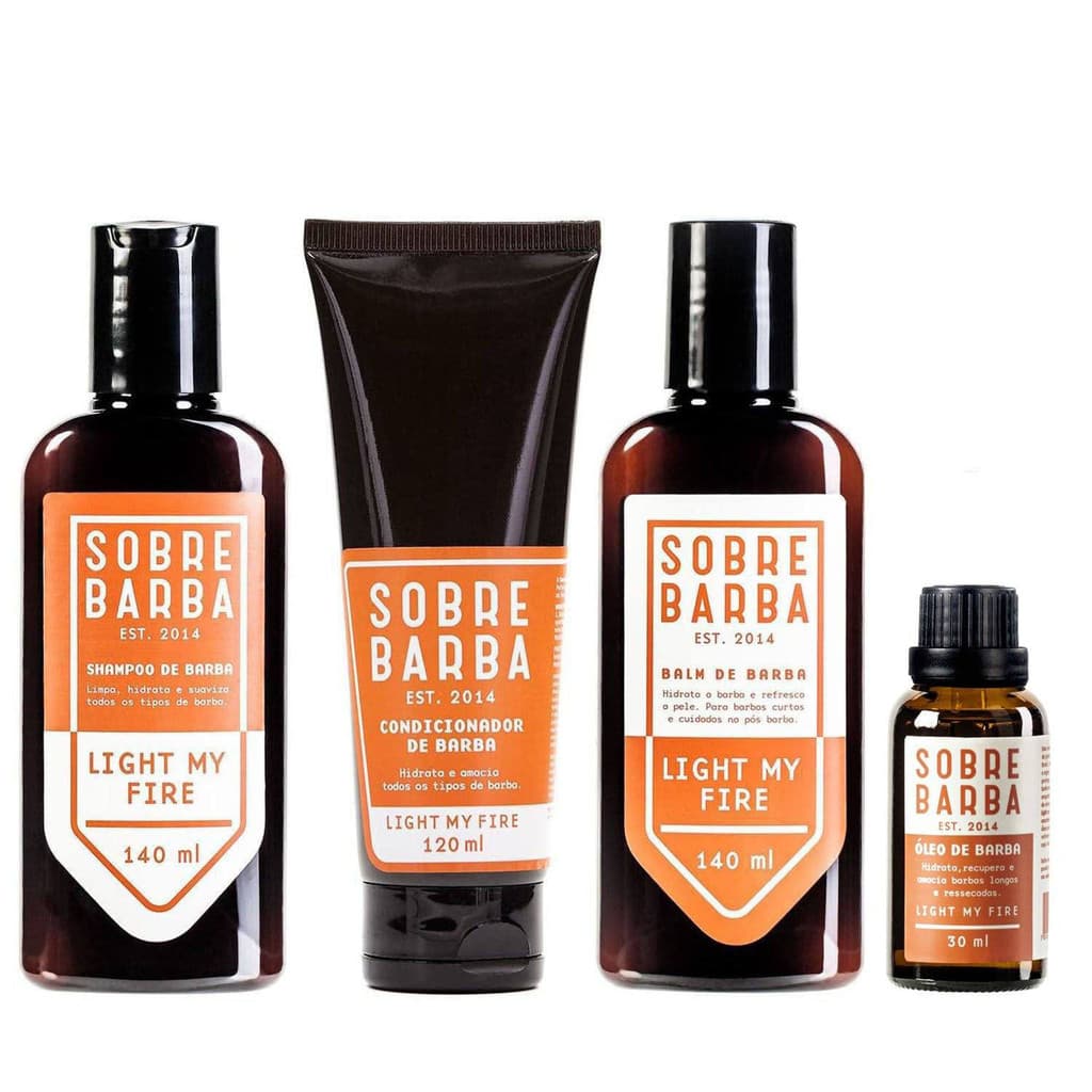 Kit Sobrebarba - Shampoo, Condicionador, Balm e Óleo de Barba - Light my Fire