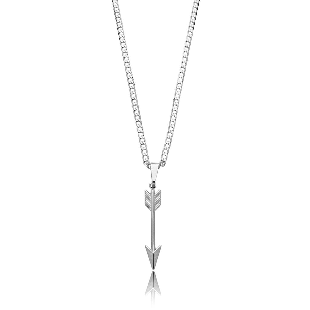 Colar Aço Inox Prata Arrow 68cm Moda Masculina