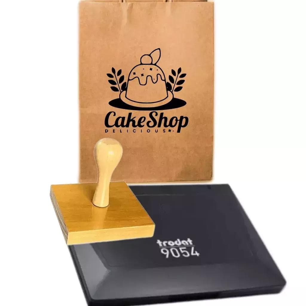 Kit para sacola kraft carimbo 10 x10 cm