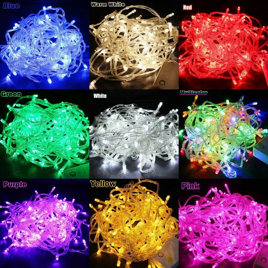 Pisca Pisca Natal Tomada Fio Transparente Natalino Cordão 100Leds 10metros 8Funções Varia Cores 110v