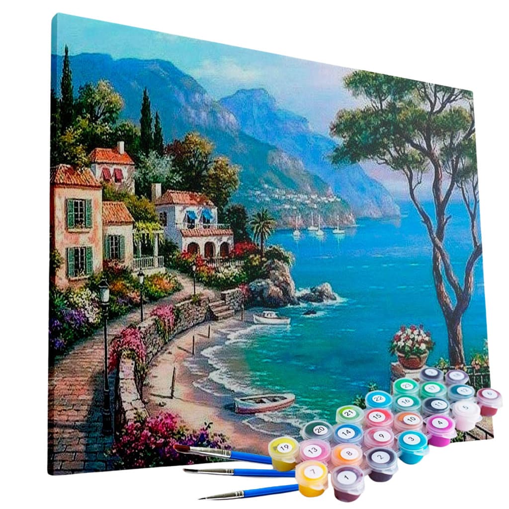 Kit Pintura Terapêutica - Vilarejo na Praia