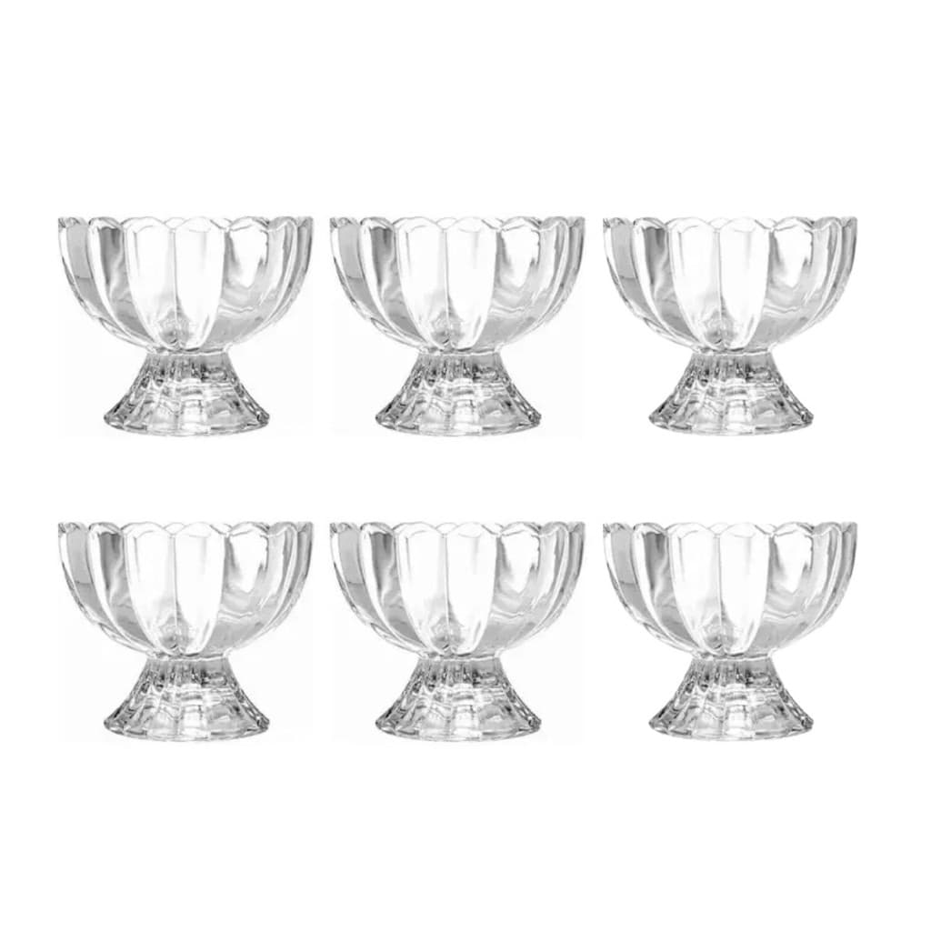 Jogo 6 Peças Taça Para Sobremesa Geneva 125ml Wolff Bowl Vidro Sofisticado Moderno