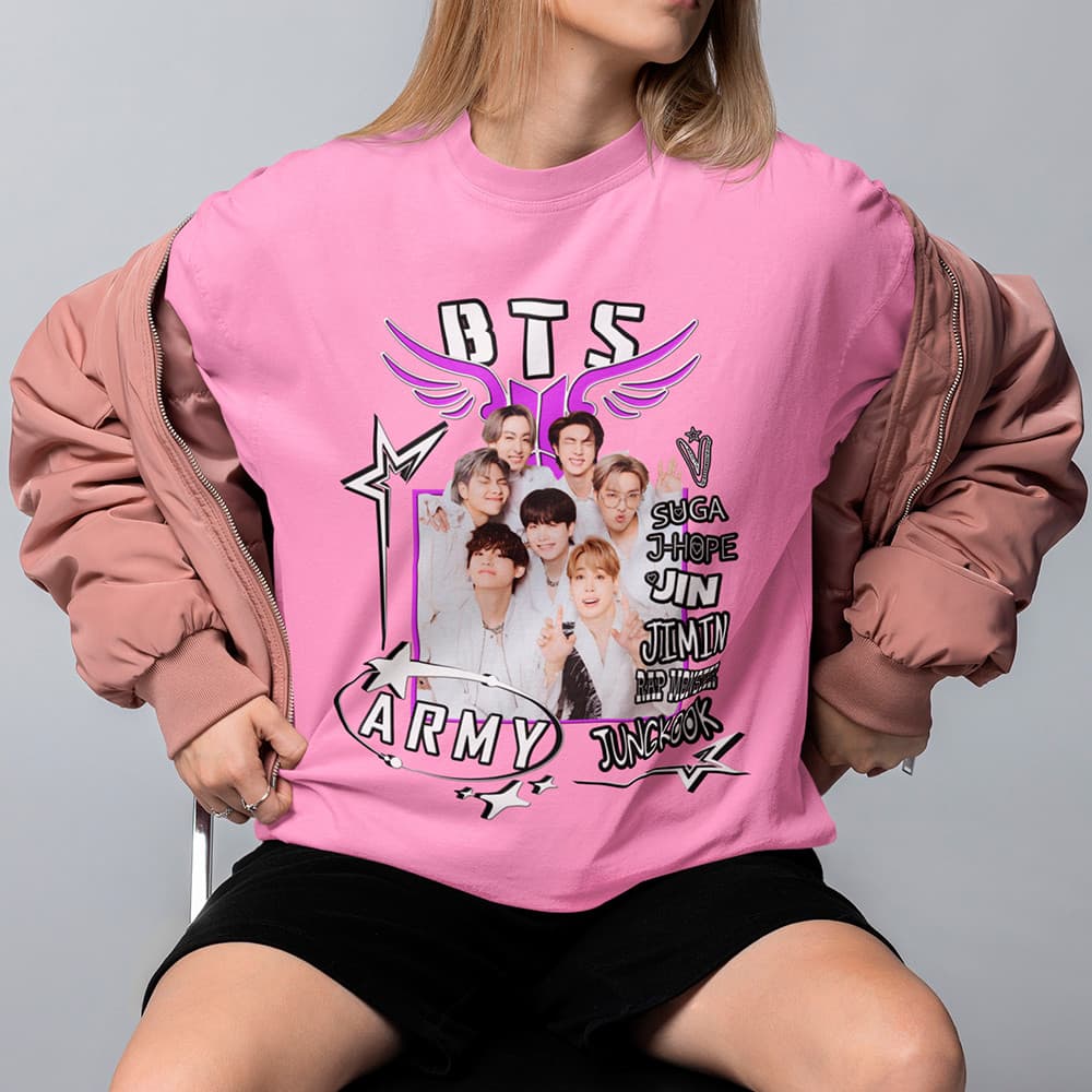 Camisa Bangtan Army Ídolos Do Kpop Mundial Camiseta Feminina BTS Jungkook Jimim V Suga Jin RM