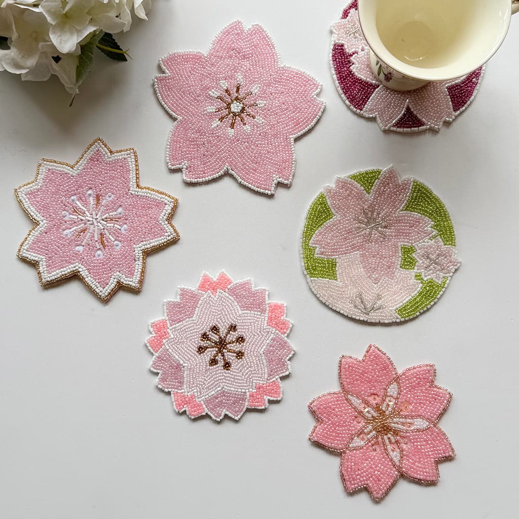 Exportado para o japão artesanal flor de cerejeira frisado Coaster padrão almofada de isolamento tigela doméstica tapete