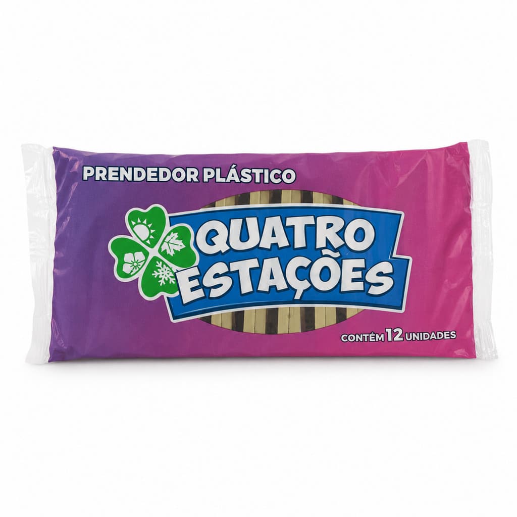Prendedor de Roupas Plástico 12 Unidades Quatro Estações