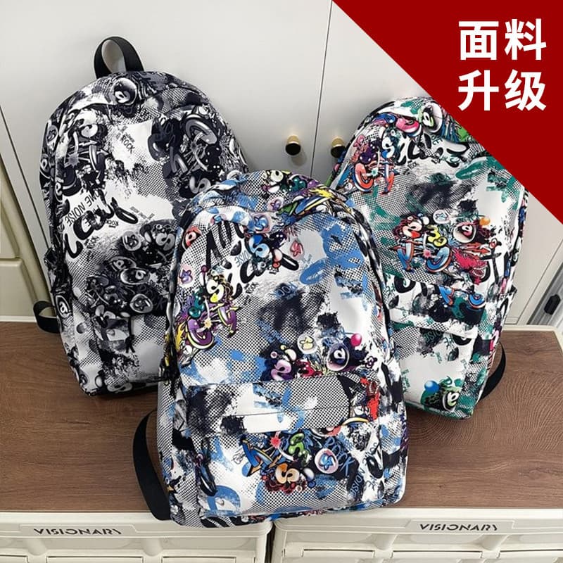 Mochila escolar americana Graffiti high Street personalidade da moda mochila mista das mulheres dos homens do ensino méd
