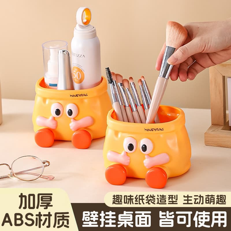 Criativo dos desenhos animados caneta titular ornamentos de armazenamento de mesa multifuncional caixa de armazenamento