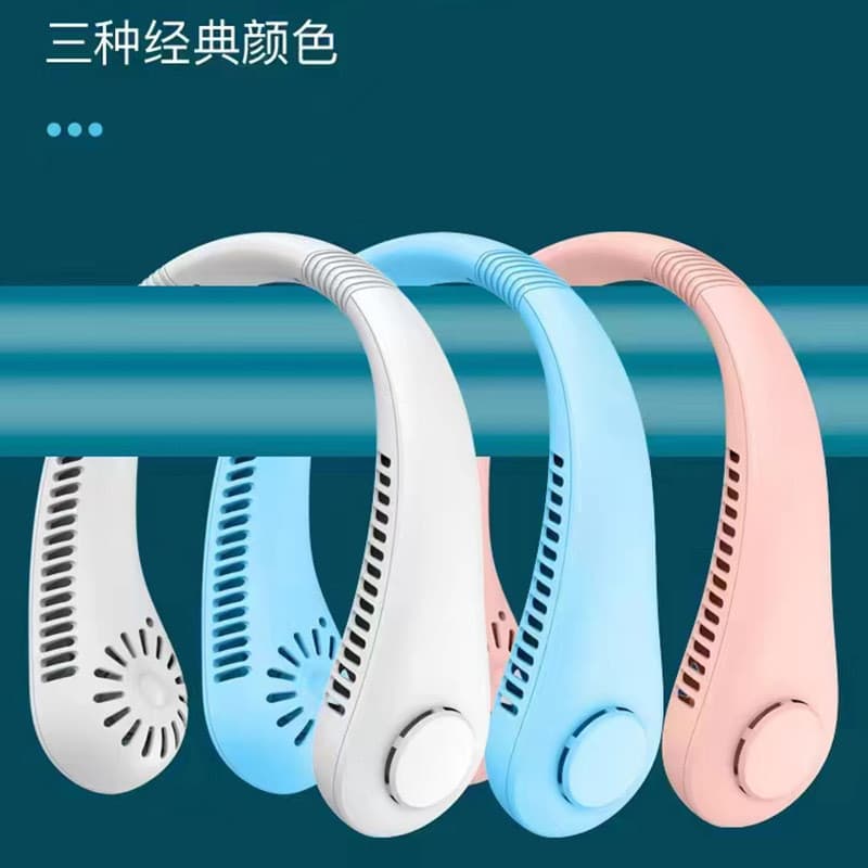 Novo estilo sem folhas pendurado pescoço ventilador usb preguiçoso esportes ao ar livre pequeno ventilador presente