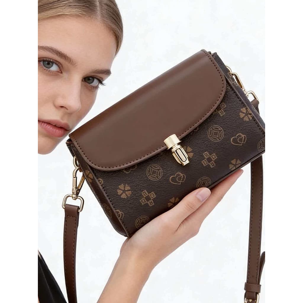 Bolsa feminina 2026 novo estilo europeu americano moda impressa pequena bolsa quadrada feminina bolsa mensageiro de ombr