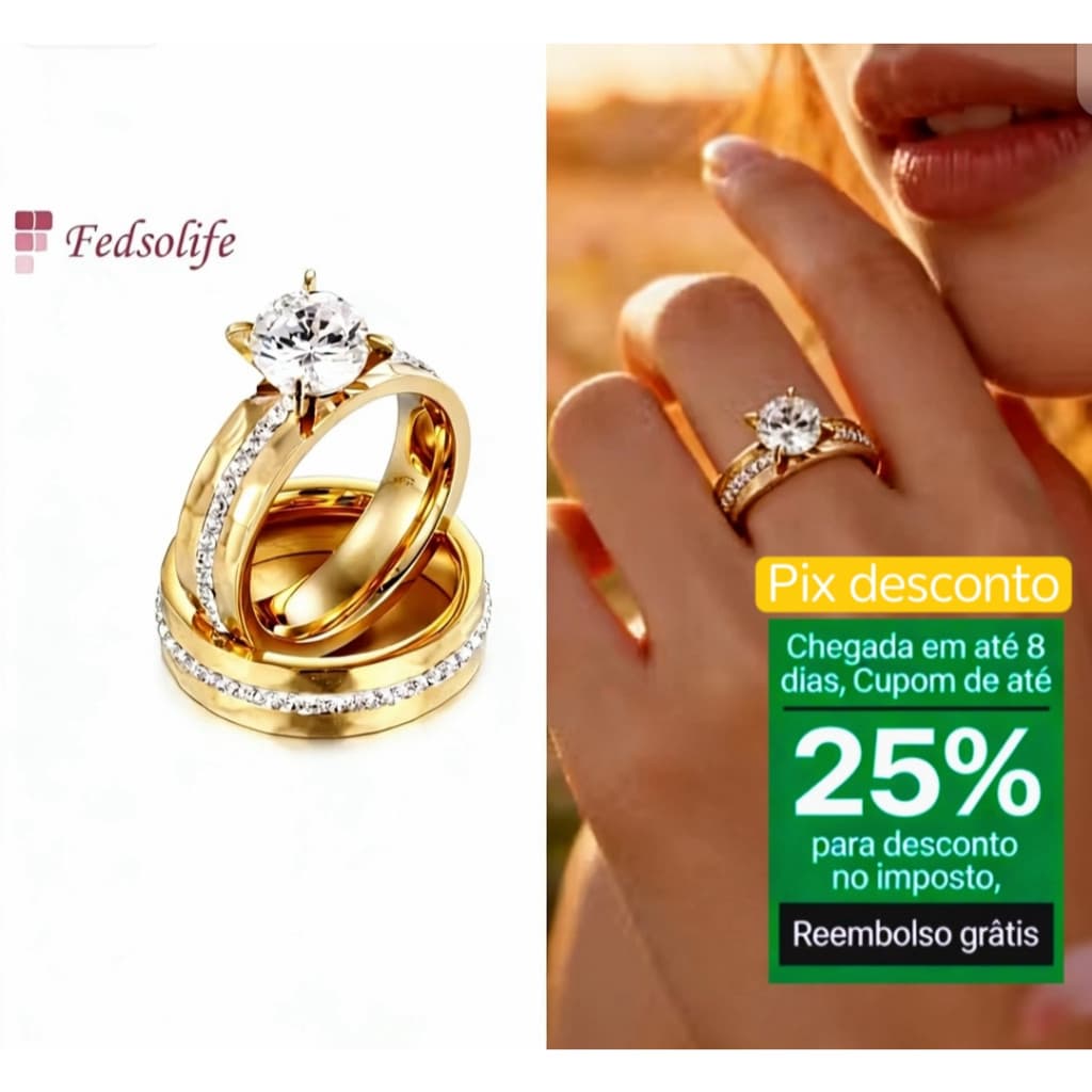 Fedsolife Aliança de Casamento para Casal com Diamante Único - Anel de Aço Titânio Masculino