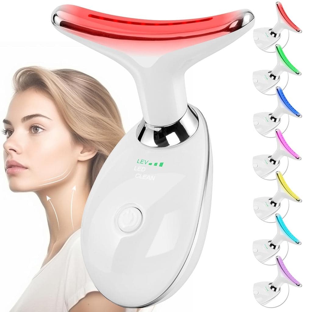 Massageador Facial para Rosto e Pescoço, Ferramenta de Escultura Facial com 7 Cores - Presentes de Aniversário, Natal, D