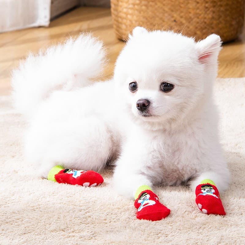 Filhote de cachorro meias gato sapatos não cair anti-risco pé capa anti-sujeira Teddy Bichon Pet sapato capa pequeno cão