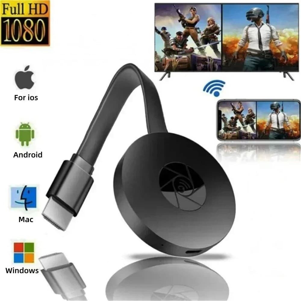 TV Sem Fio Stick Receptor De Vídeo Portátil 1080P 5G 4K HD WIFI Dongle Adaptador