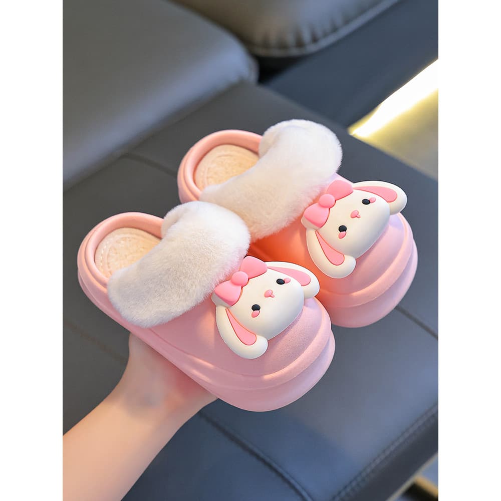 W inverno chinelos de algodão das crianças meninos meninas quente pelúcia destacável capa de algodão à prova dwaterproof