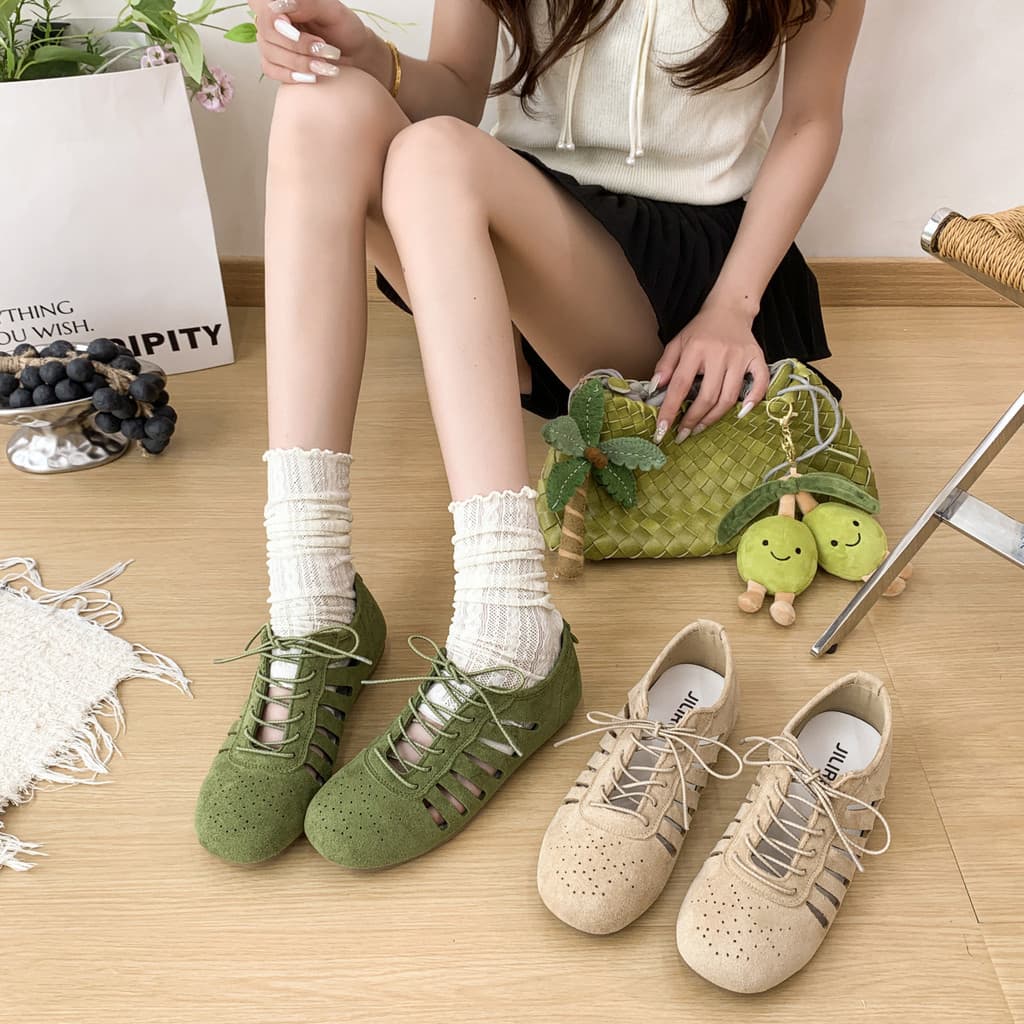 Verão respirável oco sapatos femininos planos sapatos casuais All-Match confortável sola macia rendas sapatos femininos