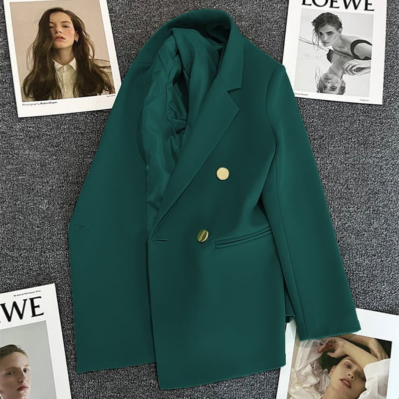 Blazer feminino novo estilo versão coreana solto estilo britânico Top trespassado