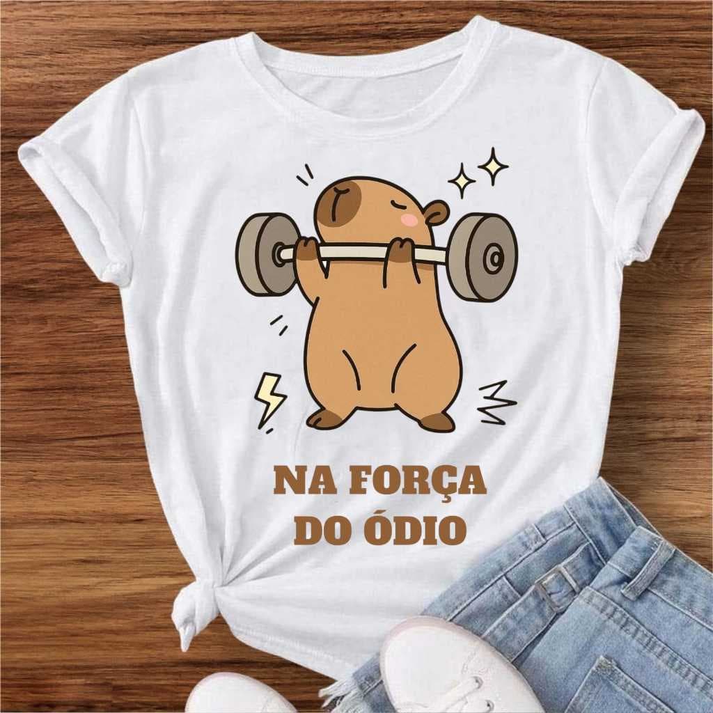 Blusa Feminina Fitness Engraçada Capivara Na Força do Ódio Estampada