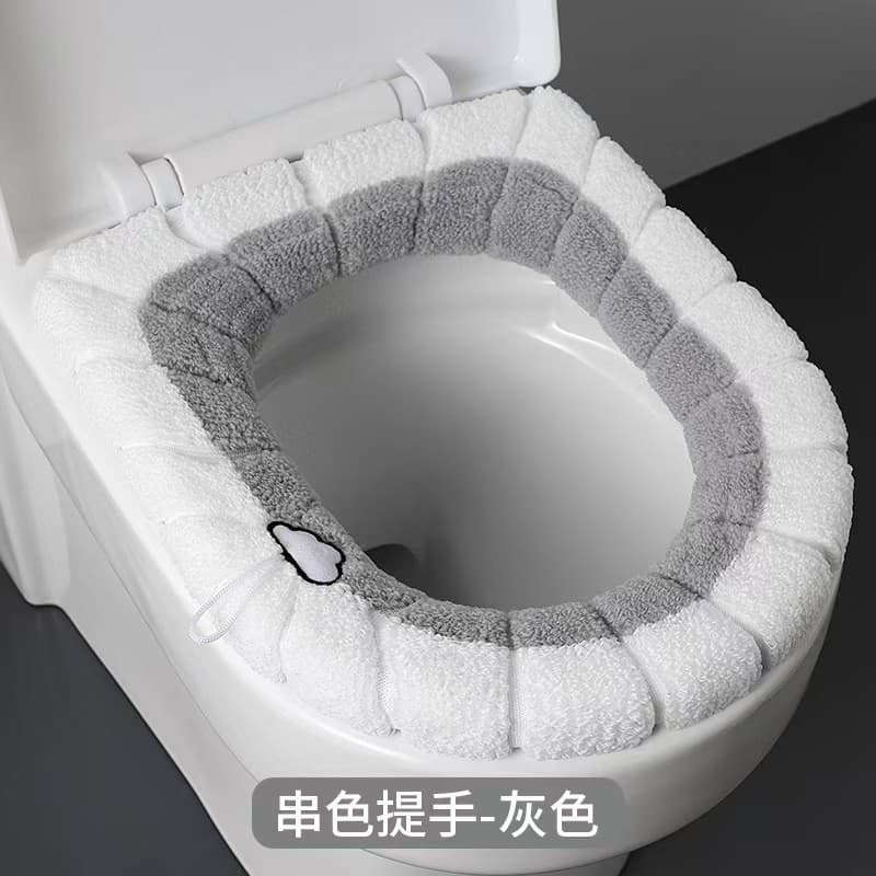 Almofada para assento de vaso sanitário em formato de O, capa de vaso sanitário de pelúcia grossa, almofada universal nó