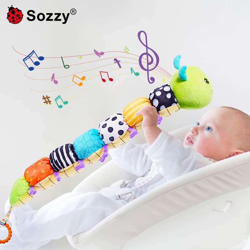 Brinquedo de dentição para bebês recém-nascidos Sozzy, medidor de altura em formato de lagarta, boneca de pelúcia reconf