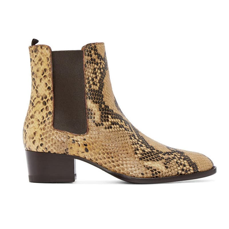 Botas CHELSEA Botas Curtas Masculinas Botas Martin CHELSEA BOTA Europeia Americana Artesanal High-End Padrão de Cobra Co