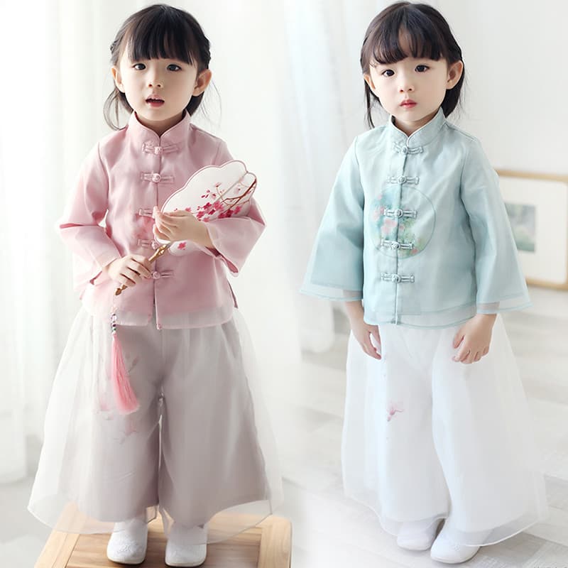 Meninas melhoradas Hanfu topos 2022 primavera estilo chinês trajes infantis feminino bebê Retro Tang terno jaqueta pai-f