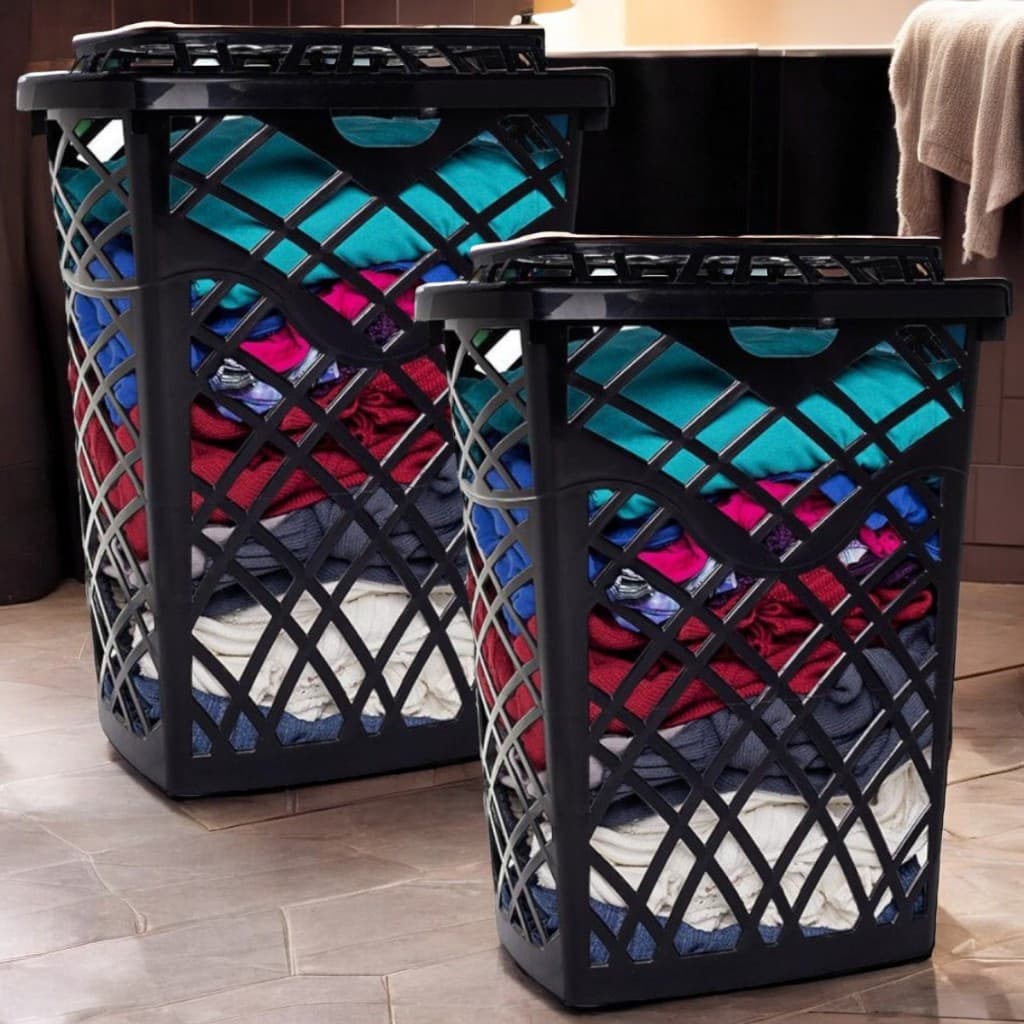 Kit 2 Cesto de Roupa Suja Organizador com Tampa 60 Litros em Plástico Resistente Jaguar