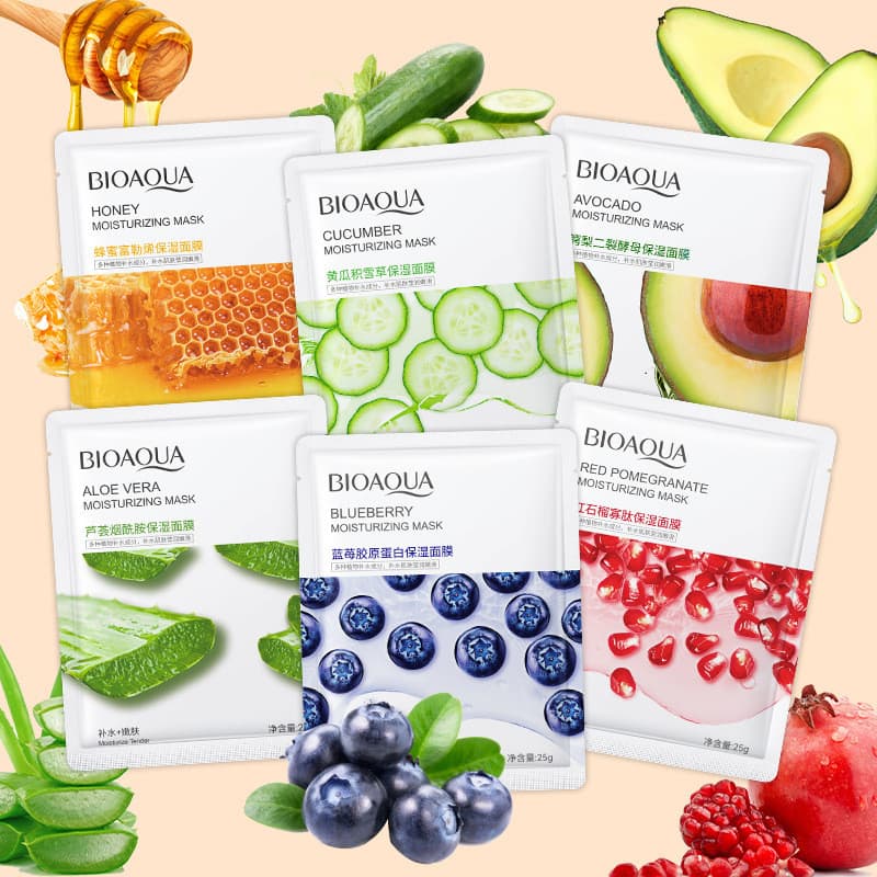 Máscara Facial Boquan Ya de Pepino e Centella Asiática - Hidratante e Umectante, Máscara Facial com Essência de Amida de